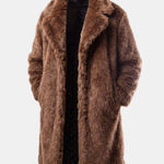 Faux Fur Notch Lapel Overcoat