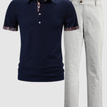 Men's Paisley color matching POLO casual pants set