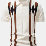 Stripe Geometric Jacquard Knitted Polo Shirt & Cotton Chino Shorts