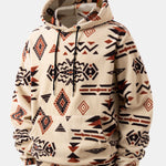 Relax Fit Tribal Geometry Teddy Hoodie & Shorts