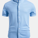 Muscle Fit Ribbed Stand Collar Shirt