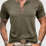 Men's casual half-button color-blocked short-sleeved polo