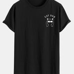 Cat Dad Print Cotton Arc Hem T-Shirt