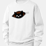 Zipper Black Cat Print Relax Fit Sweatshirt