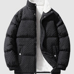 Men's Zip Up Solid Colordouble pockets Fleece-lined Coat