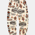 Tribal Geometry Pattern Teddy Jogger Pants