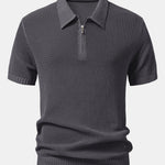 Eyelet Zip Up Knit Polo Shirt