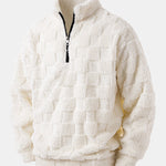 Chessboard Jacquard Teddy Quarter Zip Sweatshirt