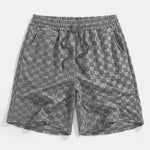 Relax Fit Checkerboard Jacquard Casual T-Shirt & Shorts Set