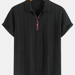Textured Zipper Polo
