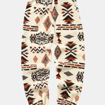 Tribal Geometry Pattern Teddy Jogger Pants