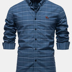 Cotton Cowboy Embroidery Plaid Button Up Shirt