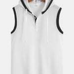 Contrast Waffle Half Open Hooded Vest