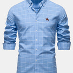 Cowboy Embroidery Cotton Plaid Button Up Shirt