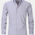 Contrast Collar Stripe Dress Shirt