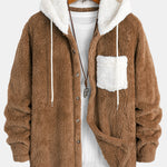 Contrast Teddy Hooded Shirt