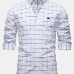 Cowboy Embroidery Cotton Plaid Button Up Shirt