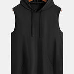 Athletic Mesh Kangaroo Pocket Hooded Tank