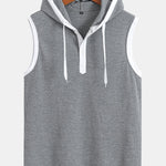 Contrast Waffle Half Open Hooded Vest