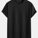 Relax Fit Checkerboard Jacquard Casual T-Shirt & Shorts Set