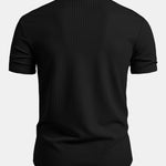 Muscle Fit Ribbed Stand Collar Shirt