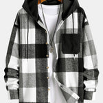 Relax Fit Flannel Plaid Corduroy Patchwork Hooded Shirt & Straight Leg Corduroy Pants