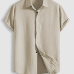 Men's Cotton Linen Lapel Short Sleeve Shirt