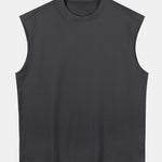 Relax Fit Solid Cotton Drop Shoulder Sleeveless T-Shirt