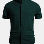 Muscle Fit Ribbed Stand Collar Shirt