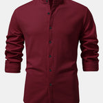Long Sleeve Muscle Fit Ribbed Stand Collar Shirt