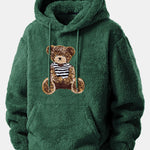 Bear Embroidered Patch Teddy Hoodie
