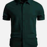 Muscle Fit Ribbed Button Up Shirt