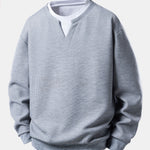 2 In 1 Waffle Notched Collar Sweatshirt & Waffle Pleated Pintuck Straight Leg Pants