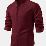 Long Sleeve Muscle Fit Ribbed Stand Collar Shirt