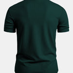 Muscle Fit Ribbed Stand Collar Shirt
