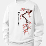 Tokyo Japanese Cherry Blossoms Print Relax Fit Sweatshirt
