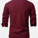 Long Sleeve Muscle Fit Ribbed Stand Collar Shirt
