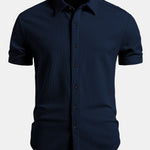 Muscle Fit Ribbed Button Up Shirt