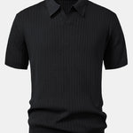 Stripe V Neck Knit Polo Shirt
