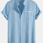 Contrast Pocket Stand Collar Shirt