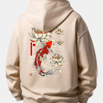 Lotus Carp Print Relax Fit Hoodie