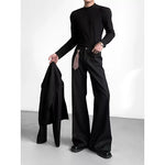 Slim Draped Straight Slight Flare Suit Pants