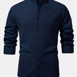 Long Sleeve Muscle Fit Ribbed Stand Collar Shirt & Straight Leg Ribbed Pants