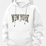 Camouflage New York Print Drawstring Hoodie