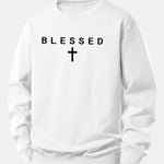 Blessed Cross Print Relax Fit Sweatshirt