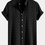 Checkerboard Jacquard Stand Collar Shirt
