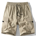3 Pieces Solid Drawstring Cargo Shorts