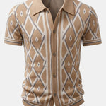 Retro Rhombus Geometric Knit Shirt & Slim Fit Tapered Trousers