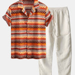 Geometric Cuban Shirt & Straight Leg Linen Pants