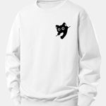 Black Cat Print Relax Fit Sweatshirt